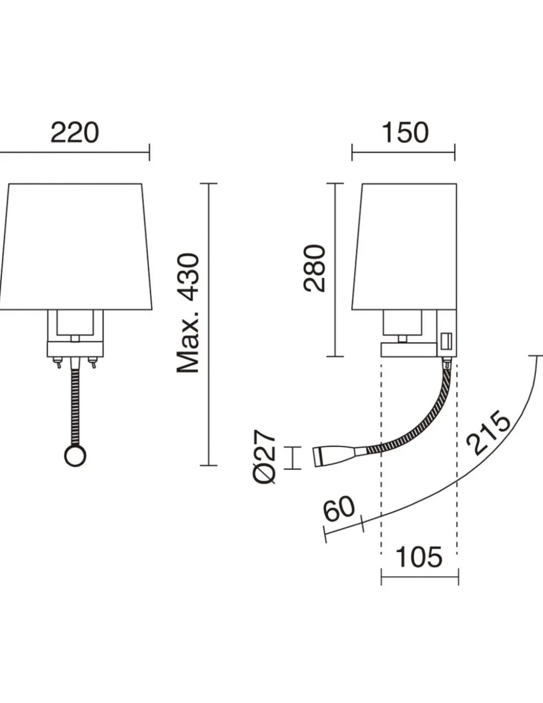 Lámpara aplique de pared con USB - Firenze - Exo - Novolux Lighting