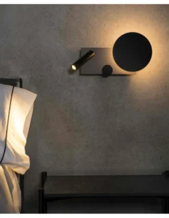 Lámpara aplique derecho con lector Klee – Faro – Acero gris, Atenuable, COB LED 2700K