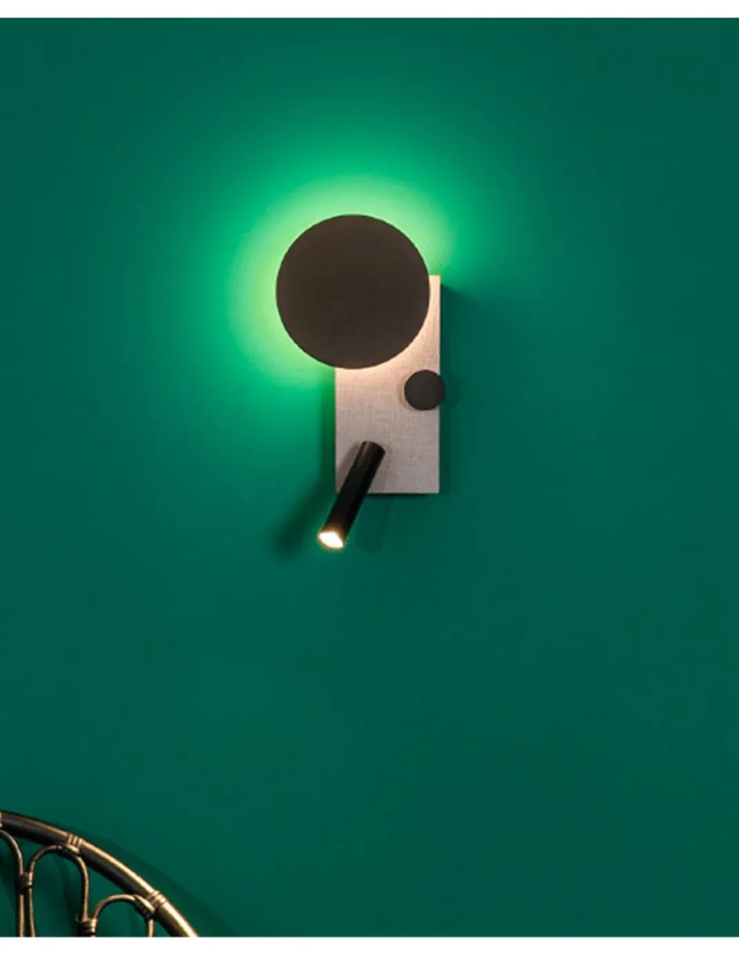 Lámpara aplique derecho con lector Klee – Faro – Acero gris, Atenuable, COB LED 2700K
