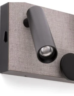 Lámpara aplique derecho con lector Klee – Faro – Acero gris, Atenuable, COB LED 2700K