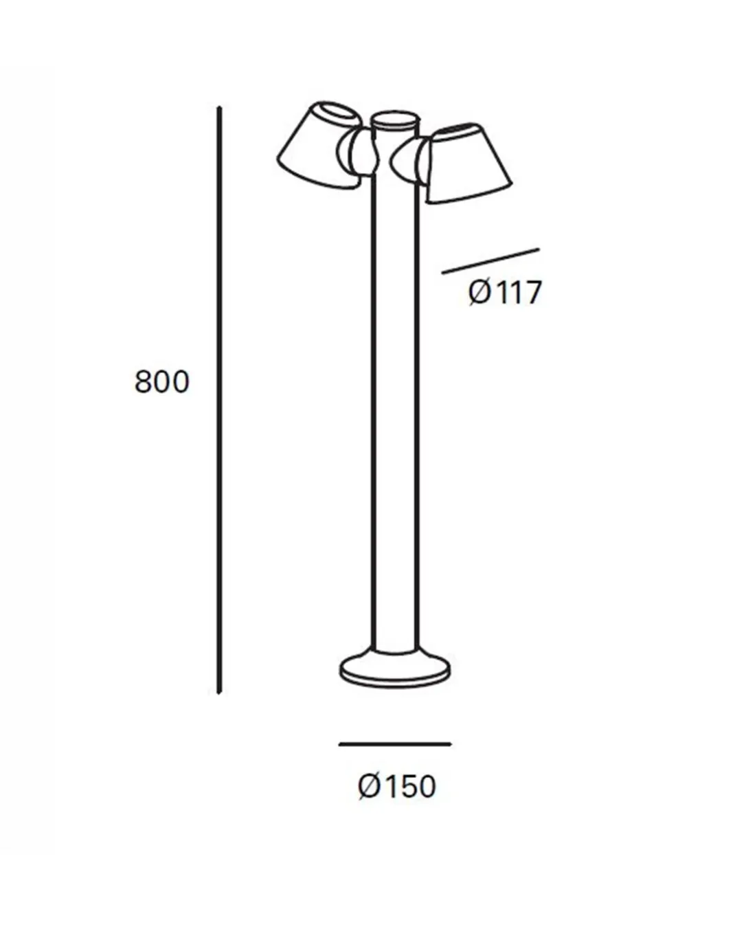 Lámpara baliza de exterior Cone – FORLIGHT – Lámpara negra con 1 o 2 focos, GU10 IP54, Altura: 80 cm