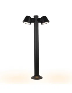 Lámpara baliza de exterior Cone – FORLIGHT – Lámpara negra con 1 o 2 focos, GU10 IP54, Altura: 80 cm