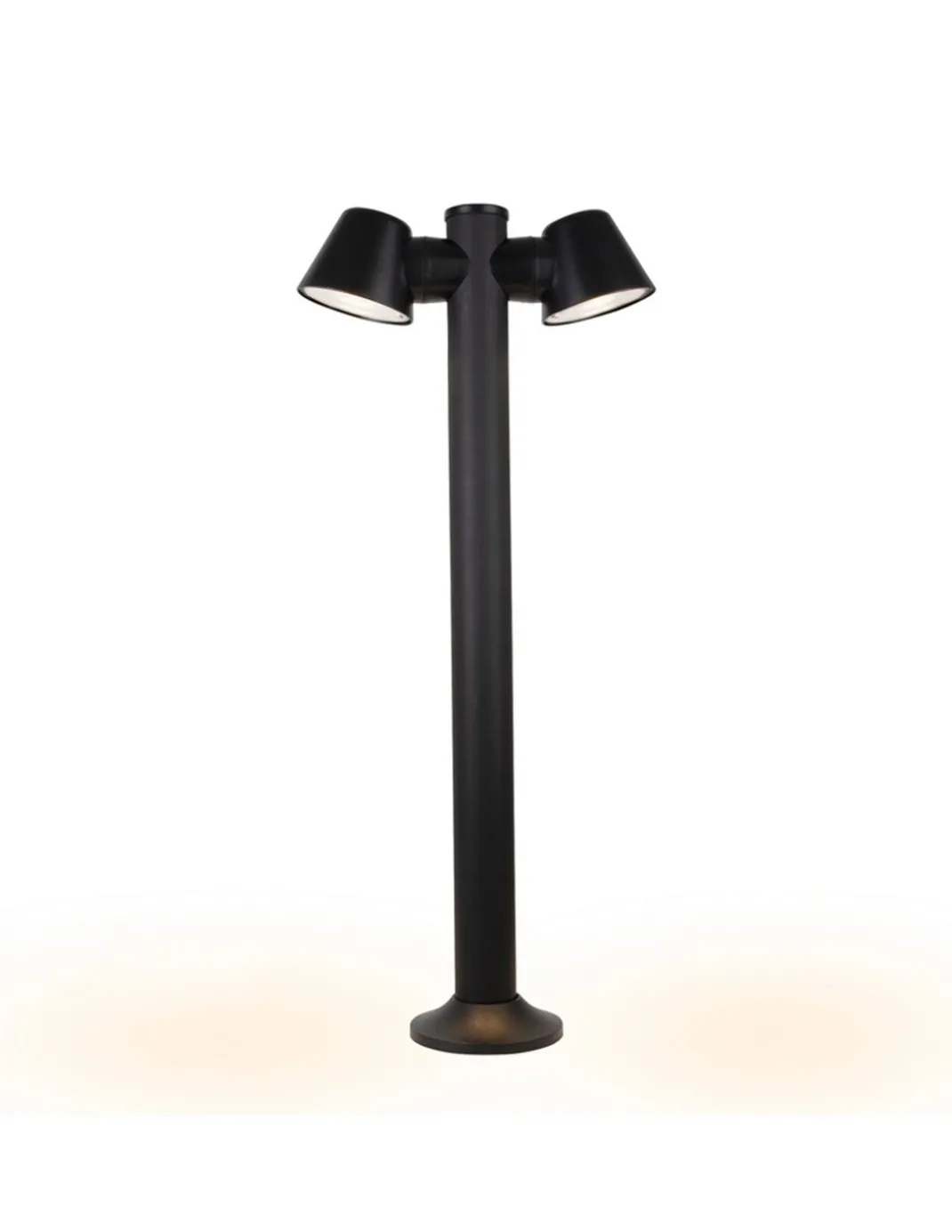 Lámpara baliza de exterior Cone – FORLIGHT – Lámpara negra con 1 o 2 focos, GU10 IP54, Altura: 80 cm