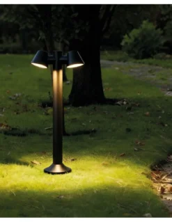 Lámpara baliza de exterior Cone – FORLIGHT – Lámpara negra con 1 o 2 focos, GU10 IP54, Altura: 80 cm
