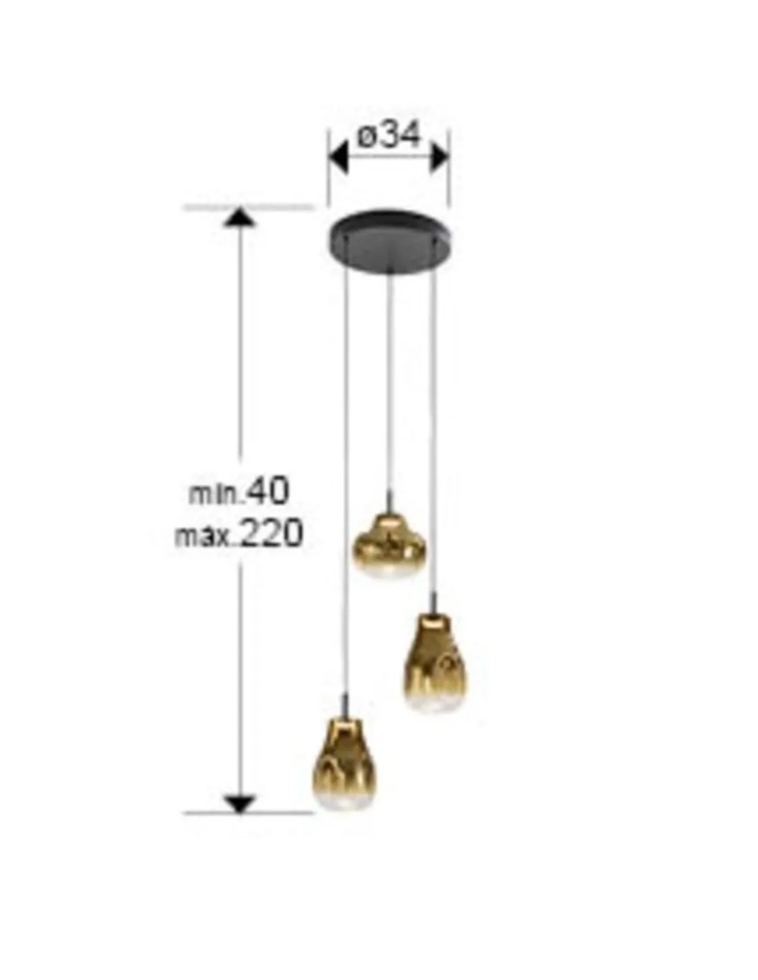 Lámpara colgante Aledis - Schuller- 3 tulipas de cristal soplado dorado