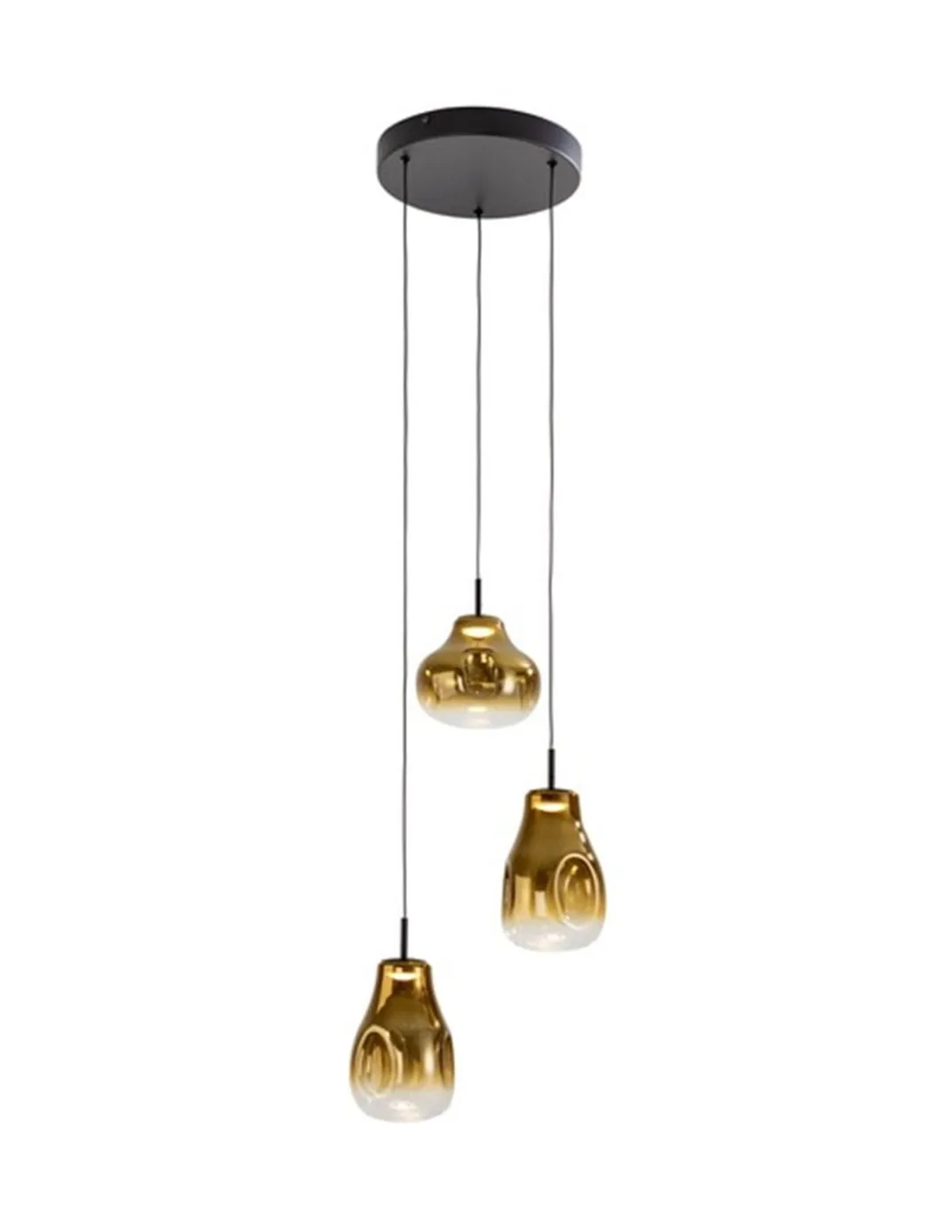 Lámpara colgante Aledis - Schuller- 3 tulipas de cristal soplado dorado