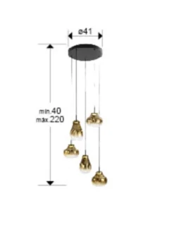 Lámpara colgante Aledis - Schuller - Lámpara de 5 luces de cristal soplado