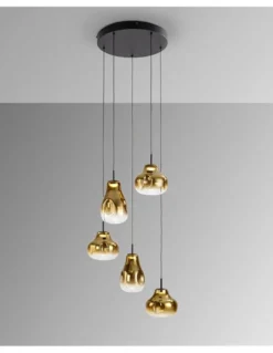 Lámpara colgante Aledis - Schuller - Lámpara de 5 luces de cristal soplado