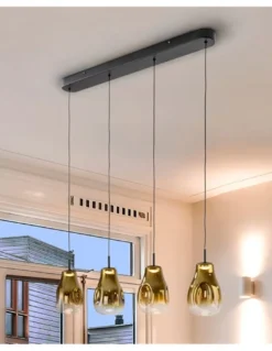 Lámpara colgante Aledis - Schuller - Diseño lineal, pantallas de vidrio soplado