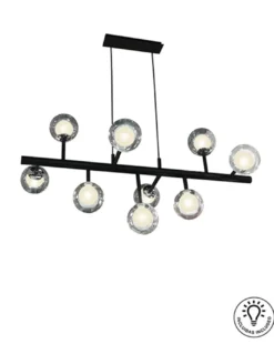 Lámpara colgante Altais - Schuller - Lámpara vintage decorativa negra de cristal, 9 luces