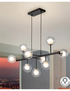 Lámpara colgante Altais - Schuller - Lámpara vintage decorativa negra de cristal, 9 luces