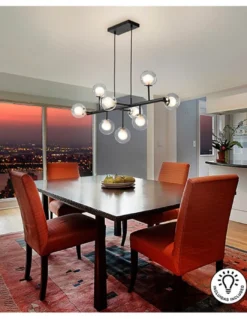 Lámpara colgante Altais - Schuller - Lámpara vintage decorativa negra de cristal, 9 luces