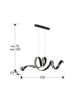 Lámpara colgante Amara - Schuller - Lámpara minimalista negra, horizontal