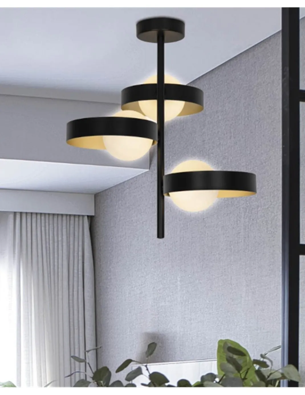 Lámpara colgante Arianna - AJP - Lámpara de techo retro, 3 luces, acabado negro