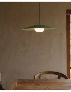 Lámpara colgante Artic - Milán - Pantalla cinta verde turquesa y crema