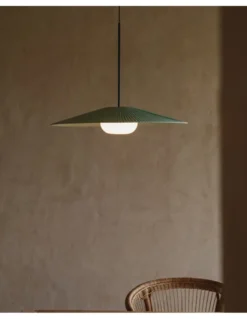 Lámpara colgante Artic - Milán - Pantalla cinta verde turquesa y crema