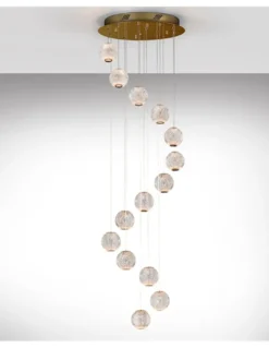 Lámpara colgante Austral – Schuller – Lámpara elegante con 14 tulipas de acrílico