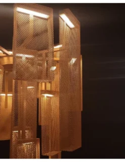 Lámpara colgante Babylon – MYO – Lámpara regulable de acero en dorado, 86 cm