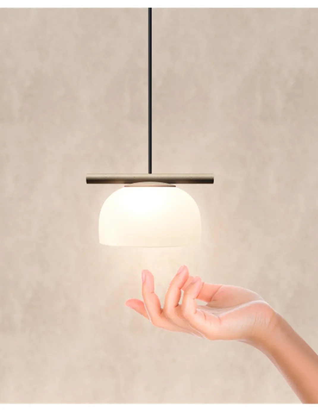 Lámpara colgante Belle Single Cristal - Nexia - Pantalla de vidrio