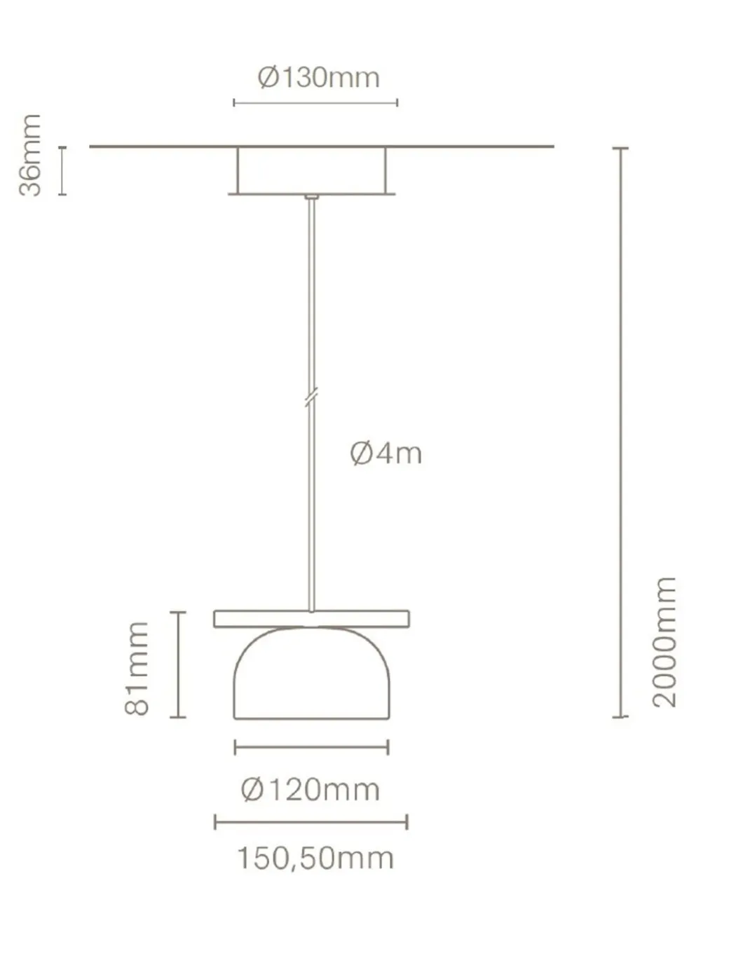 Lámpara colgante Belle Single Dome - Nexia - Pantalla semicircular