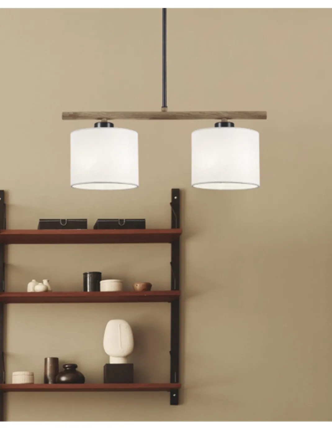 Lámpara colgante Berta – AJP – Diseño nórdico con 2 luces, pantalla de tela