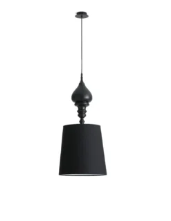 Lámpara colgante Borroco – Massmi – Pantalla de algodón translúcido, Cable de 1 metro negro, 35 cm