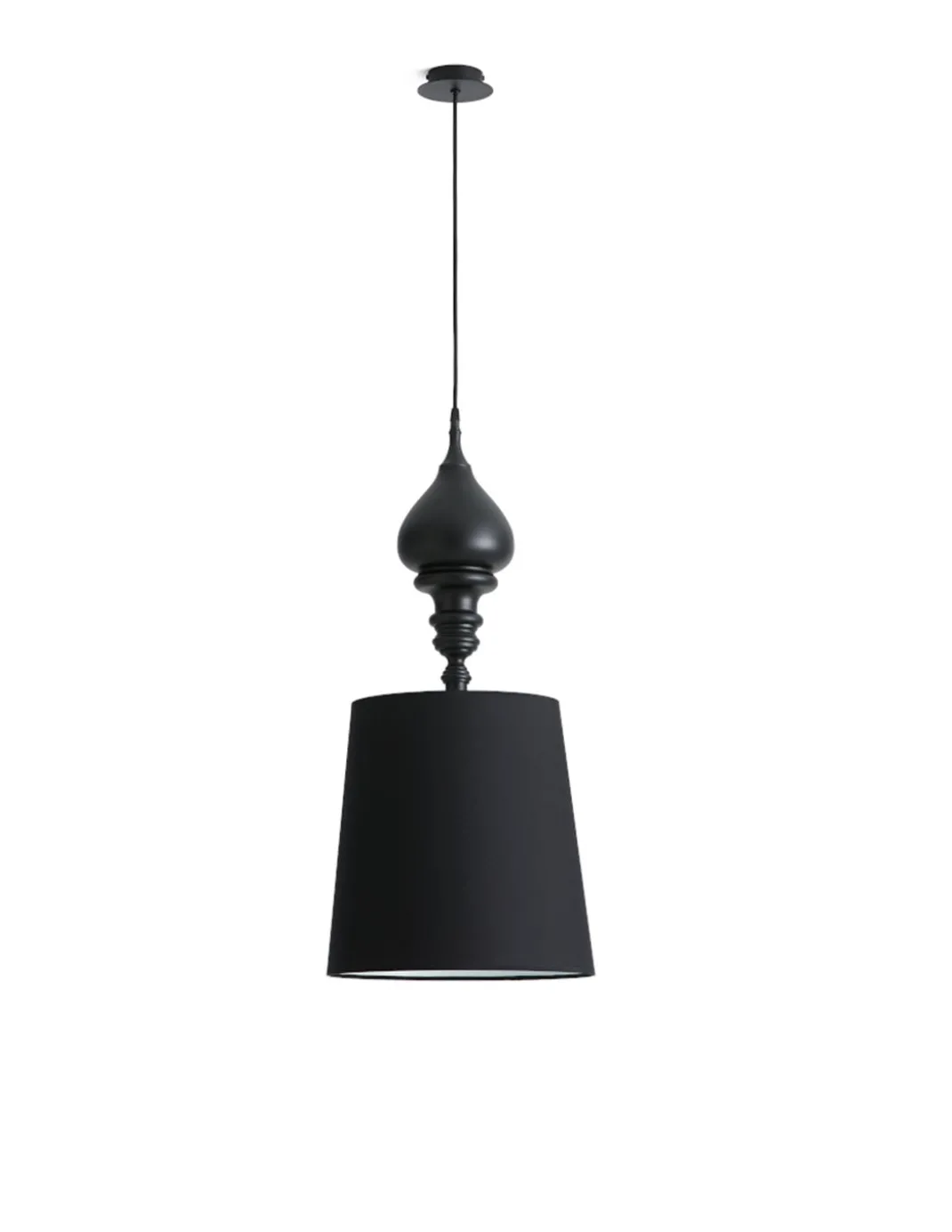 Lámpara colgante Borroco – Massmi – Pantalla de algodón translúcido, Cable de 1 metro negro, 35 cm
