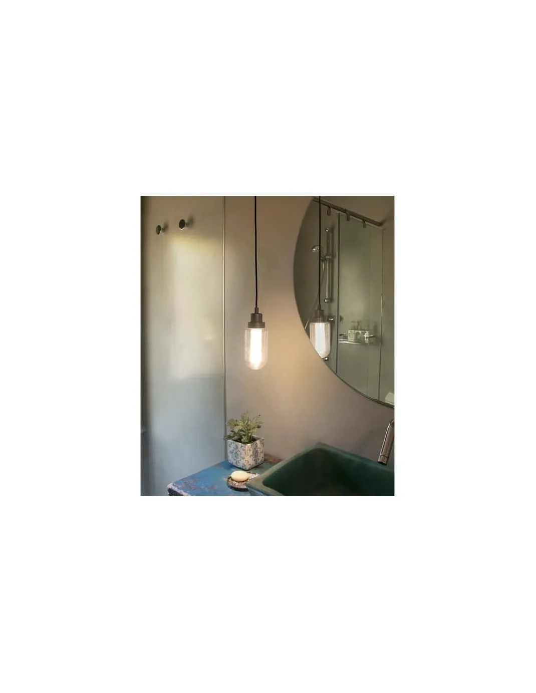 Lámpara colgante Brume - Faro - LED gris matelizado para baño IP44