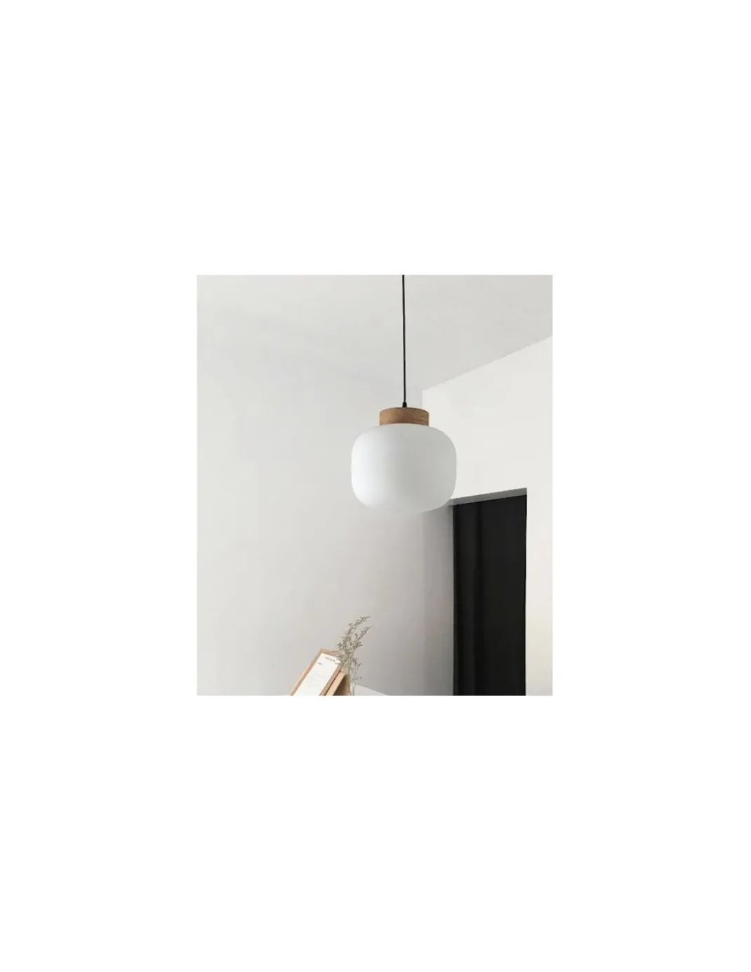 Lámpara colgante Bulbo - Massmi - Lámpara nórdica de cristal opal y madera