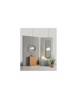 Lámpara colgante Bulbo - Massmi - Lámpara nórdica de cristal opal y madera