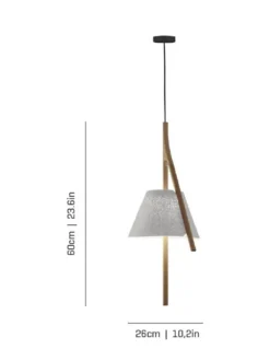 Lámpara colgante Cambo - a-emotional light - Lámpara decorativa de malla y madera de haya