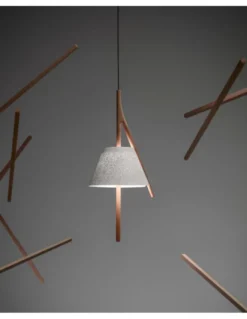 Lámpara colgante Cambo - a-emotional light - Lámpara decorativa de malla y madera de haya