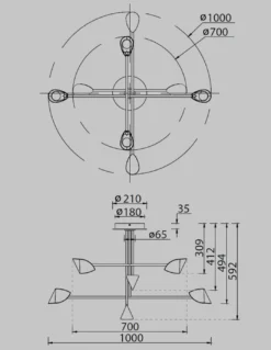 Lámpara colgante Capuccina - Mantra - Lámpara de techo decorativa 8 luces orientables