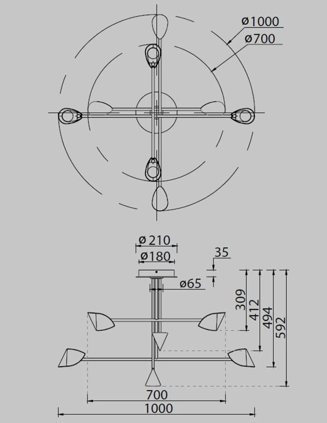 Lámpara colgante Capuccina - Mantra - Lámpara de techo decorativa 8 luces orientables