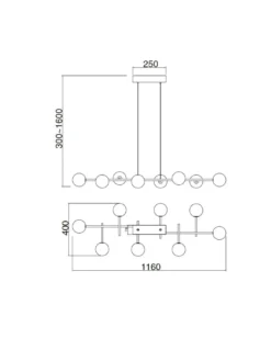 Lámpara colgante Cellar – Mantra – Lámpara de techo tipo bola, G4, 8 luces