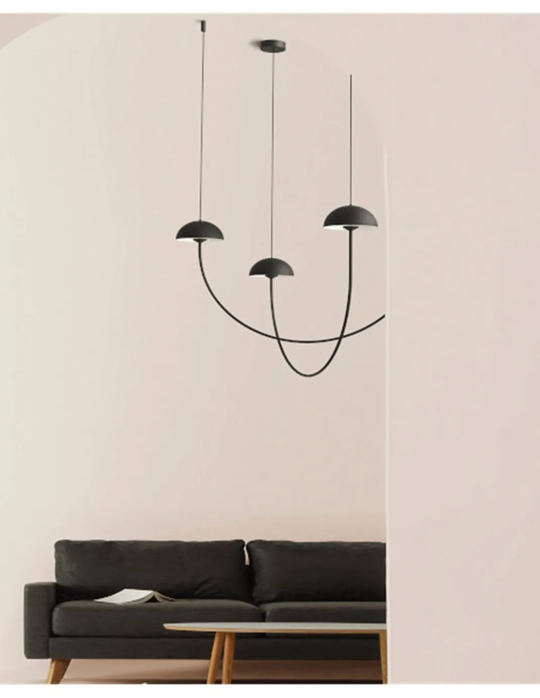 Lámpara colgante Champignon – Luxcambra – Diseño minimalista negro, lámpara LED