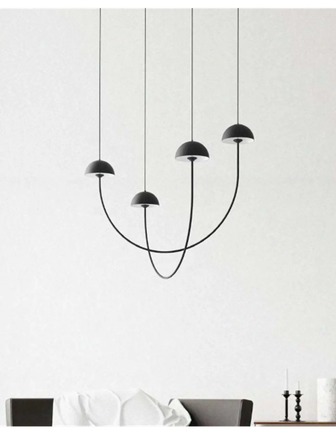 Lámpara colgante Champignon – Luxcambra – Diseño minimalista negro, lámpara LED
