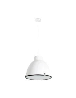 Lámpara colgante Charlotte – Faro – Pantalla de acero en gris o blanco, diseño industrial