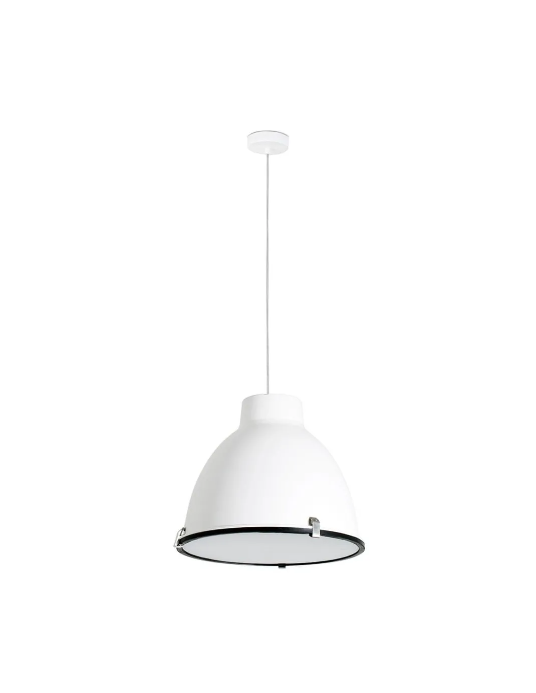 Lámpara colgante Charlotte – Faro – Pantalla de acero en gris o blanco, diseño industrial
