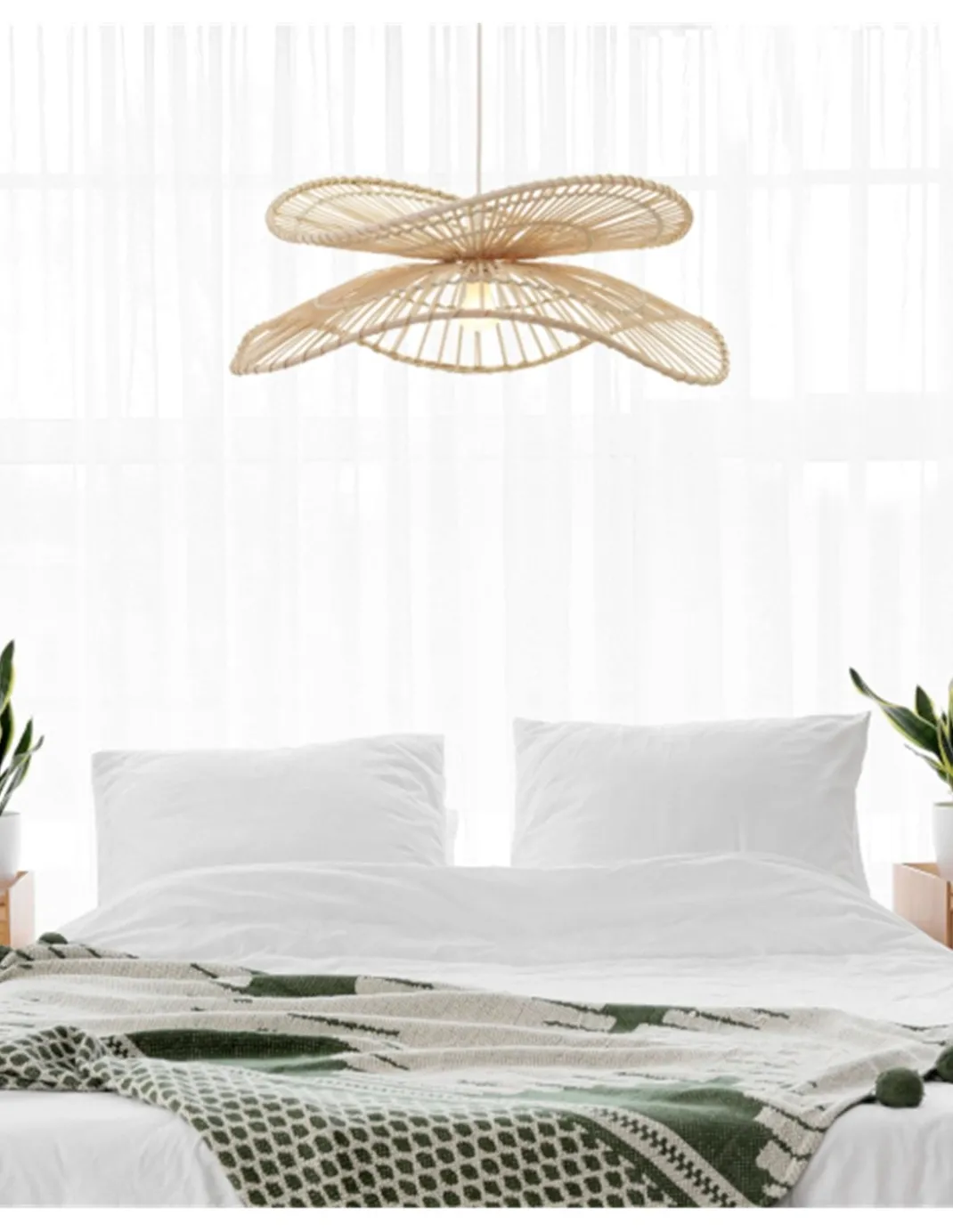 Lámpara colgante Chenoa - IDP Lampshades - Doble pantalla ondulada de mimbre