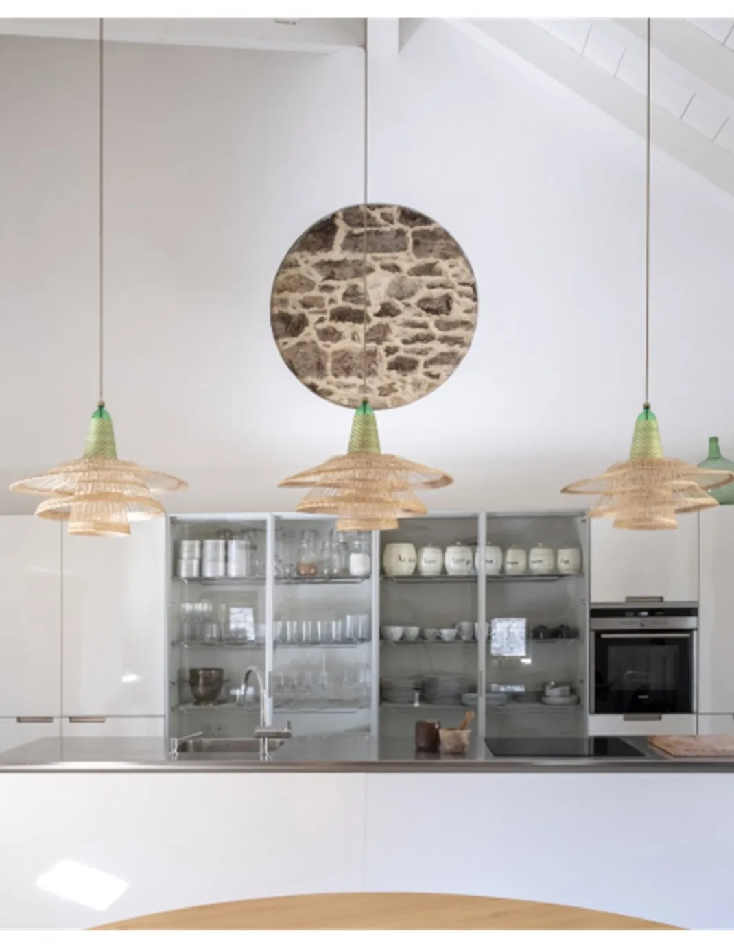 Lámpara colgante Chimbarongo Single Triple - PET Lamp - Lámpara artesanal de fibra natural, estilo boho