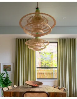 Lámpara colgante Chimbarongo Single Triple - PET Lamp - Lámpara artesanal de fibra natural, estilo boho