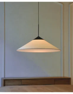 Lámpara colgante Cim – Luxcambra – Pantalla de cotonet negra, Ø 90 cm
