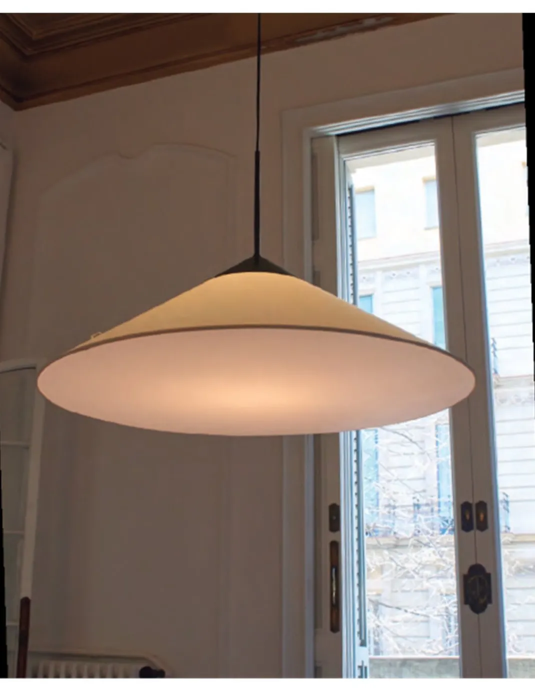 Lámpara colgante Cim – Luxcambra – Pantalla de cotonet negra, Ø 90 cm