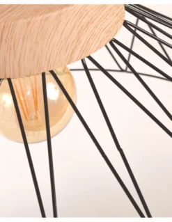 Lámpara colgante Clayton - IDP Lampshades - Lámpara decorativa tipo jaula, madera y metal