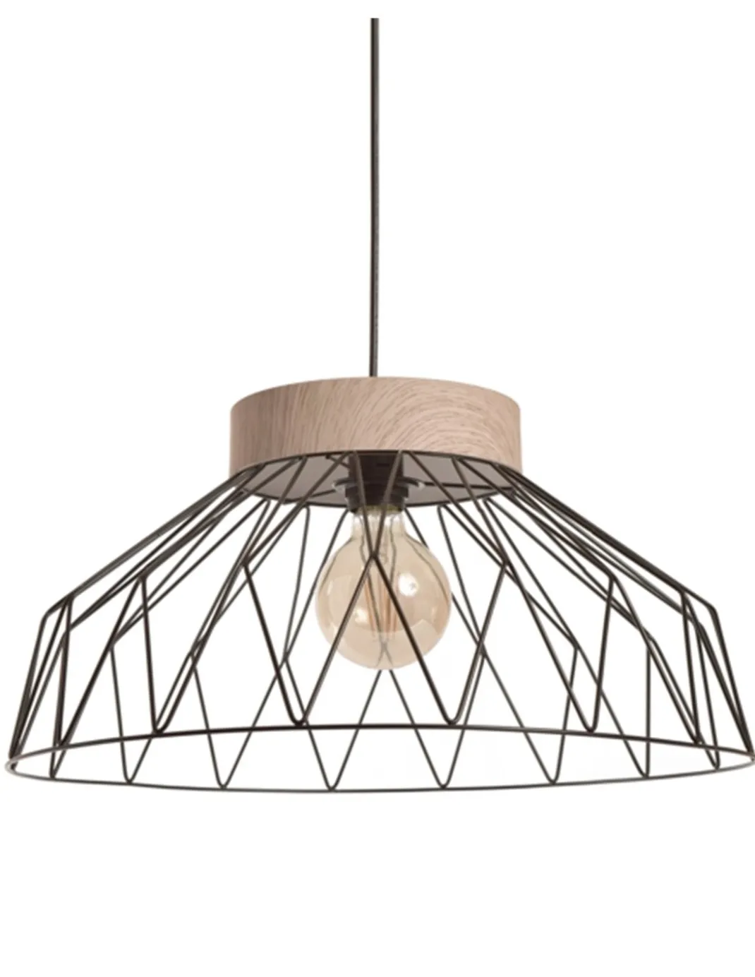 Lámpara colgante Clayton - IDP Lampshades - Lámpara decorativa tipo jaula, madera y metal