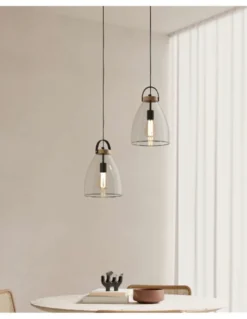 Lámpara colgante Cloche – Fokobu – Diseño industrial, pantalla de cristal transparente o fumé