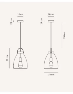Lámpara colgante Cloche – Fokobu – Diseño industrial, pantalla de cristal transparente o fumé