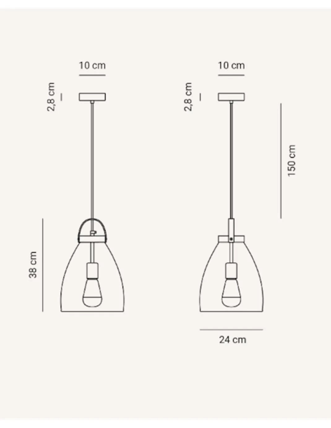 Lámpara colgante Cloche – Fokobu – Diseño industrial, pantalla de cristal transparente o fumé