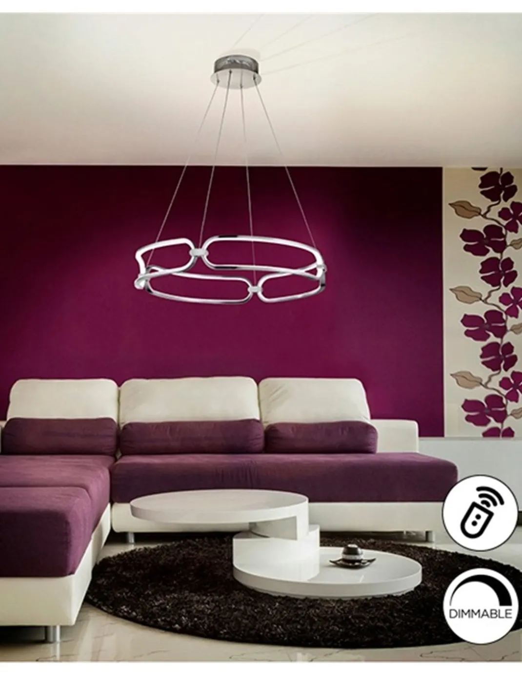 Lámpara colgante Colette – Schuller – Lámpara moderna LED regulable, 3 tamaños y 2 colores